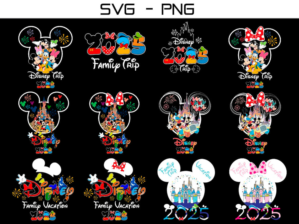 2025 Disney Family Trip Png Bundle, Disney Family Vacation 2025 Png
