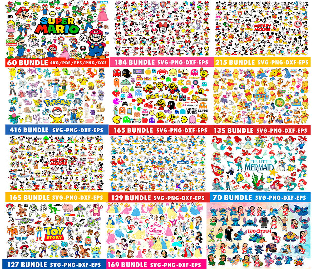 Bundle Cartoon Svg Png, Disney Characters Svg, Mickey Friends Svg