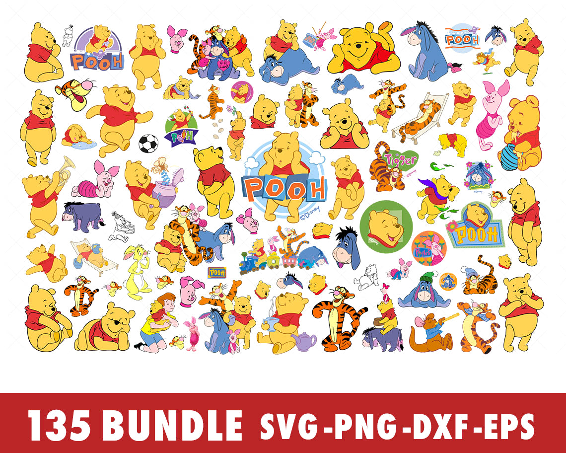 Pooh Svg Png, Disney Characters Svg, Mickey Friends Svg