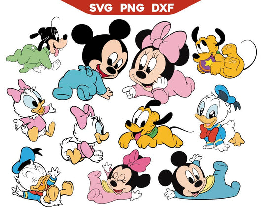 Babies Mickey's Mouse Friends Crawling Svg Bundle