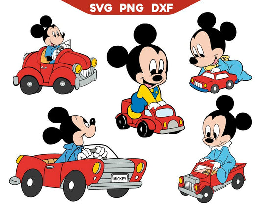 Baby Mickey Car Race Svg Bundle