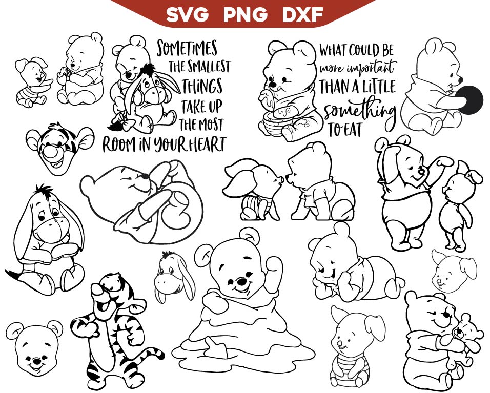 Baby Pooh SVG Pack | Baby Pooh Outline SVG Pack | AlyzKids