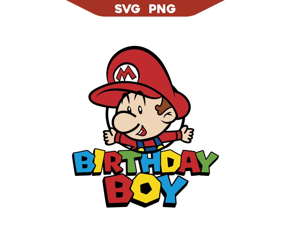Baby Super Mario Birthday Boy Svg Png
