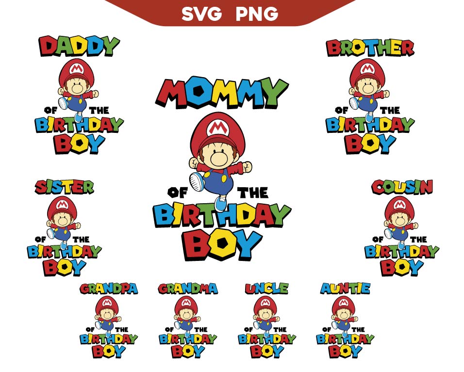 Baby Super Mario Bros Birthday Svg Bundle