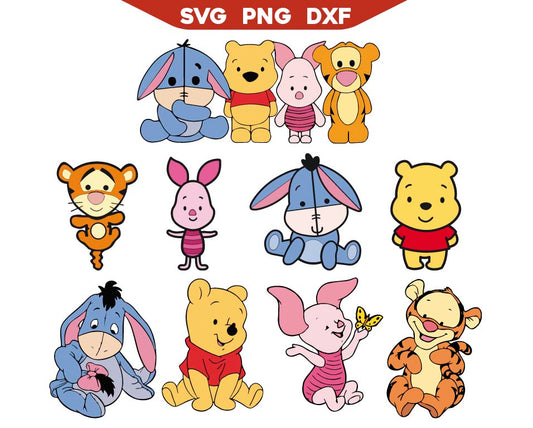 Baby Winnie The Pooh Friends Svg Png Pack