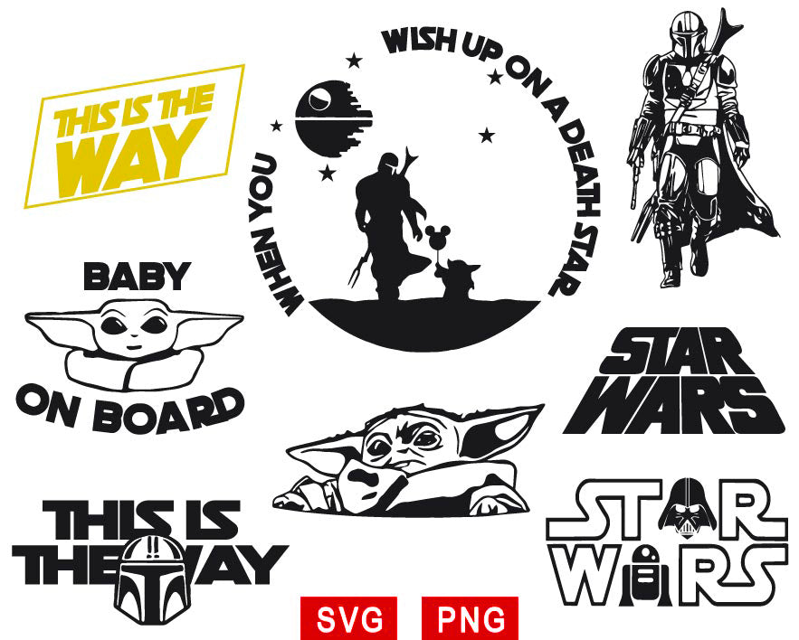 Baby Yoda Svg Png Pack, The Mandalorian Svg, Star Wars Svg