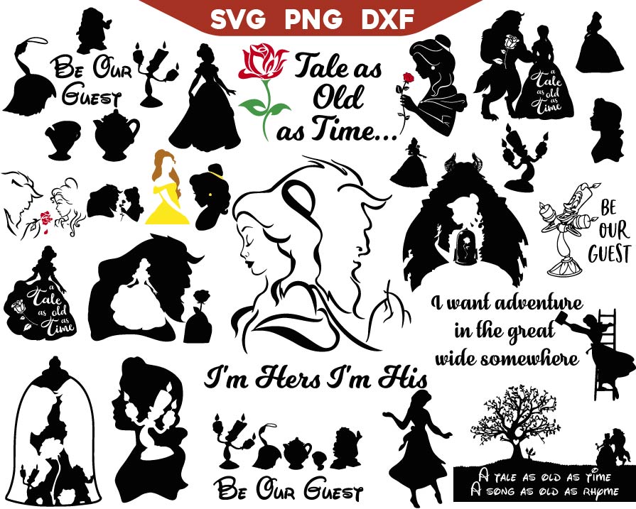 Beauty and The Beast Silhouette Svg Bundle