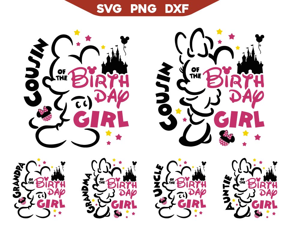 Birthday Girl Family Minnie Mouse Svg Bundle