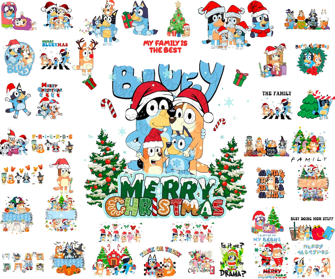 Bundle Bluey Birthday Svg Png Bluey Christmas Svg Bluey Halloween Svg