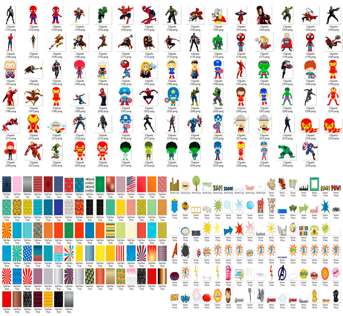 Bundle Avengers Clipart Png, Superhero Png, Digital Papers Png 3