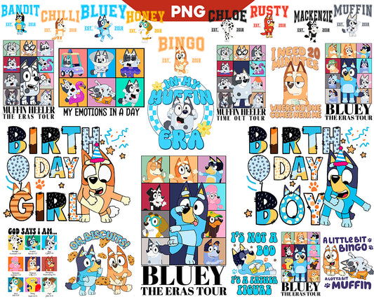 Bundle Bluey Birthday Png, Bluey Family Trip Png, Bluey Bingo Png