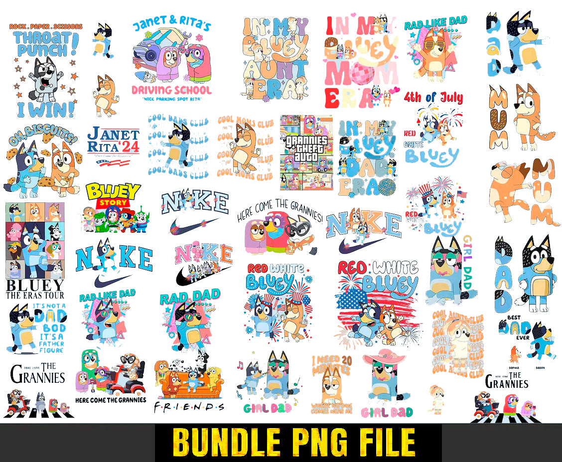 Bundle Bluey The Eras Tour Png, Midnight Bluey Png