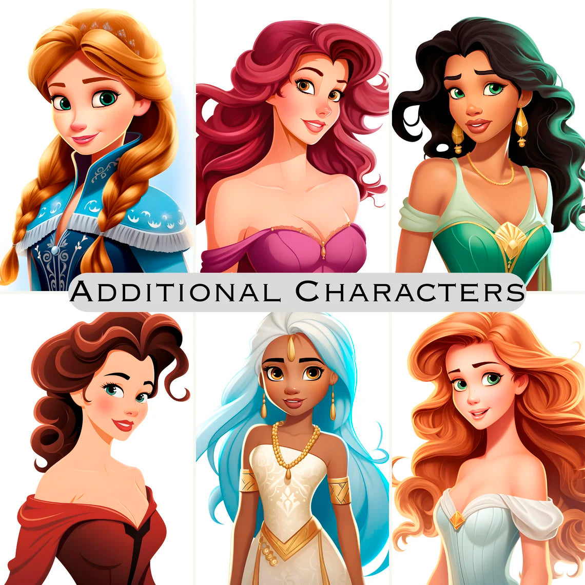 Bundle Disney Princess Png Clipart, Princess Png Sublimation