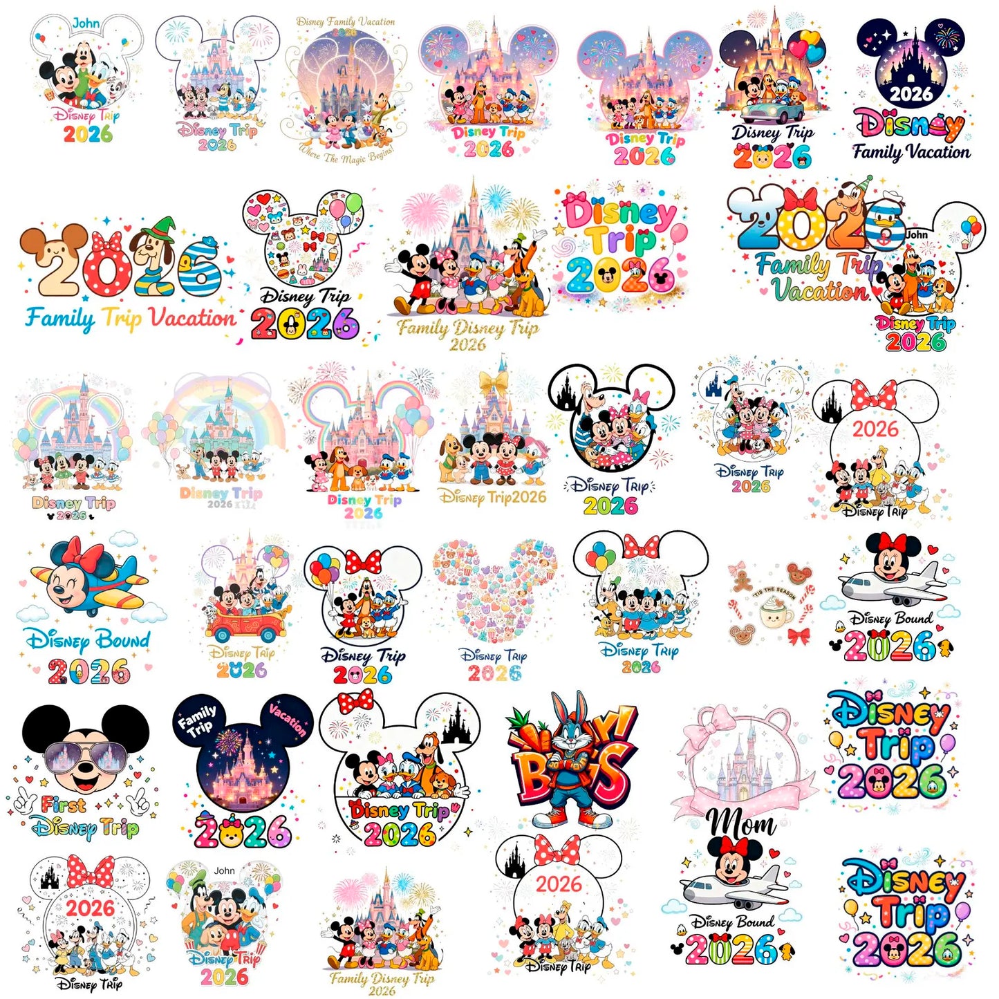 Disney Family Vacation 2026 Png, Disney Trip 2026 Png Bundle