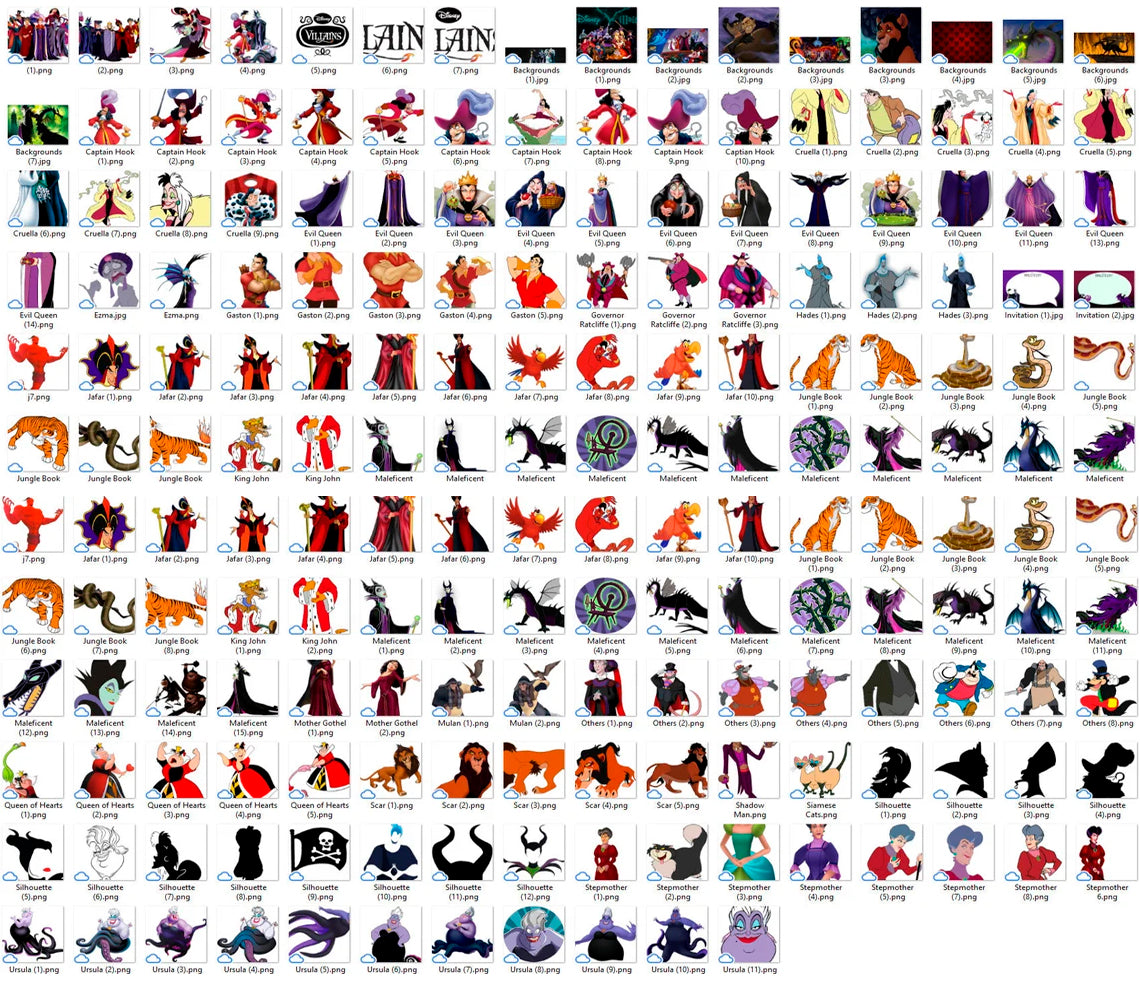 Bundle Disney Villains Png, Disney Mean Girl Png Bad Boy Png