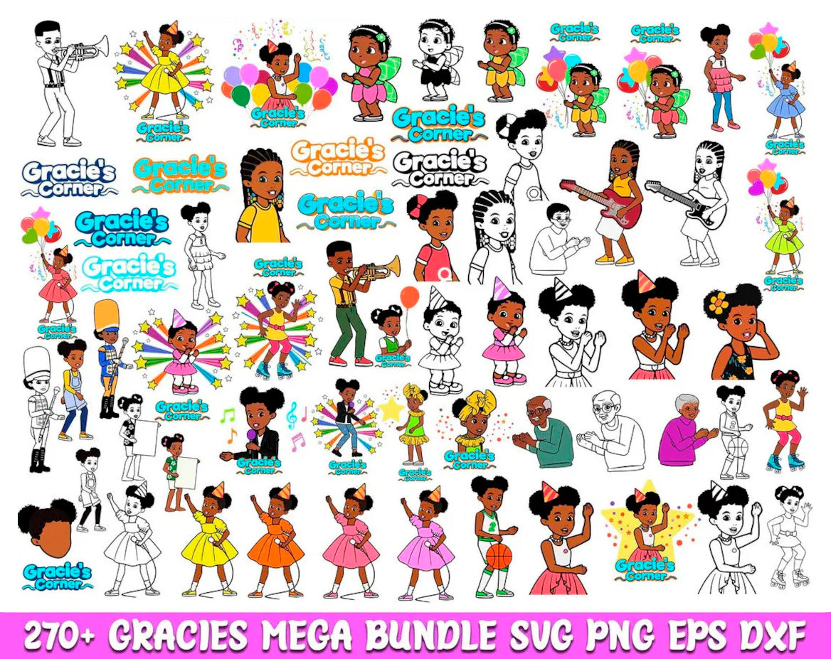 Bundle Gracie's Corner Svg Png, Gracie Clipart Birthday Png