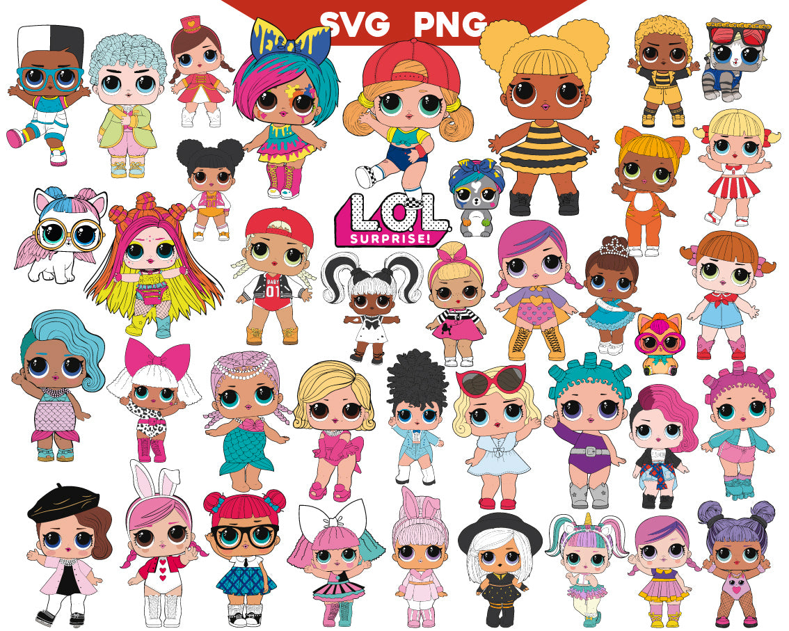 Bundle Lol Dolls Clipart Svg Png, Lol Surprise Svg, Lol Pets
