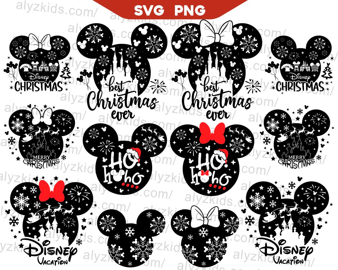 Bundle Mickey Mouse Merry Christmas Silhouette Svg Png