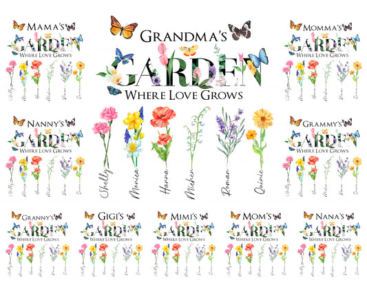 Bundle Personalized Grandma's Garden Png, Mother's Day Png