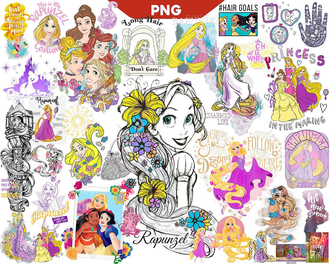 Bundle Rapunzel Designs Png, Tangled Friends Princess Png