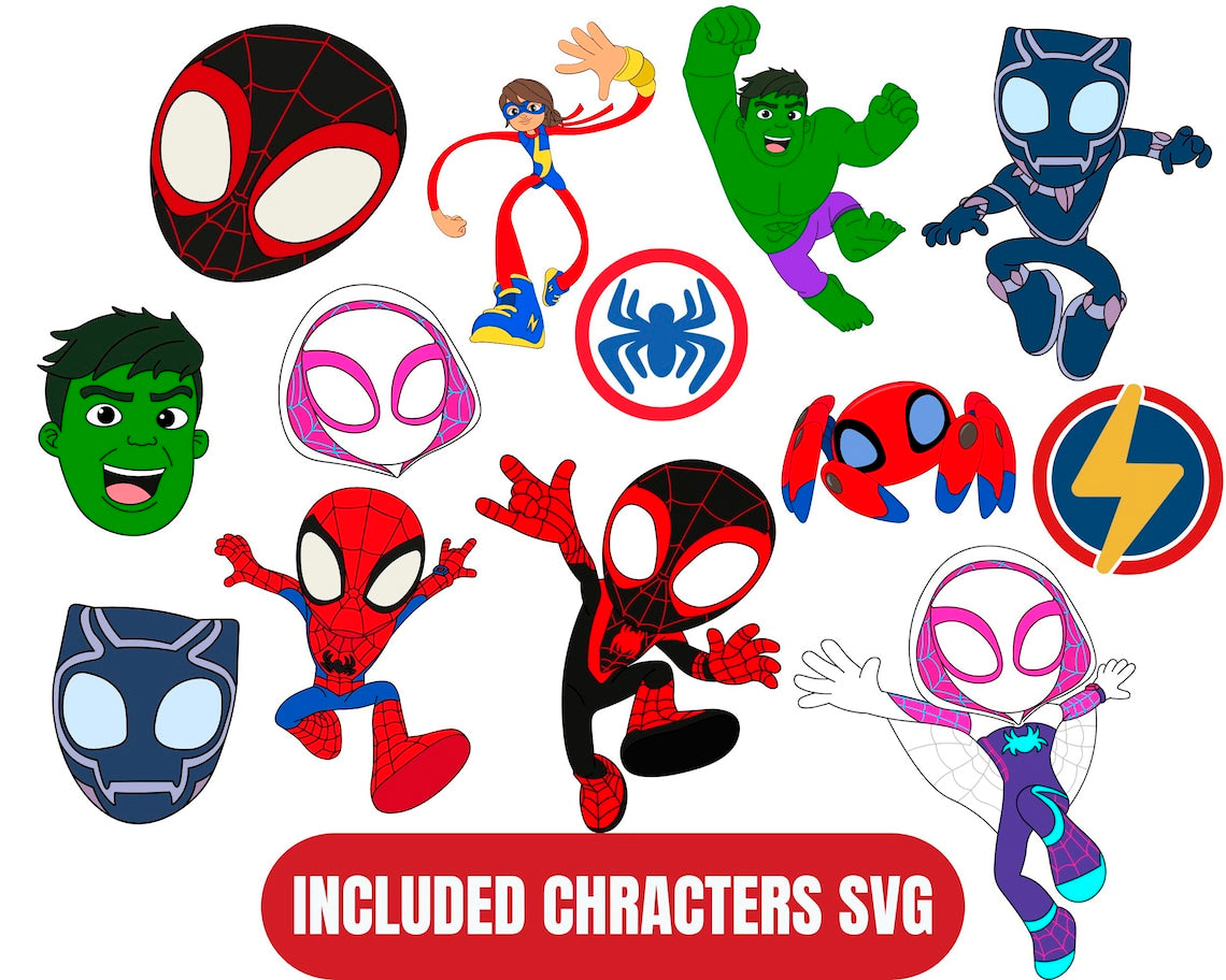 Bundle Spidey Png, Spidey Friends Png, Superhero Marvel Png