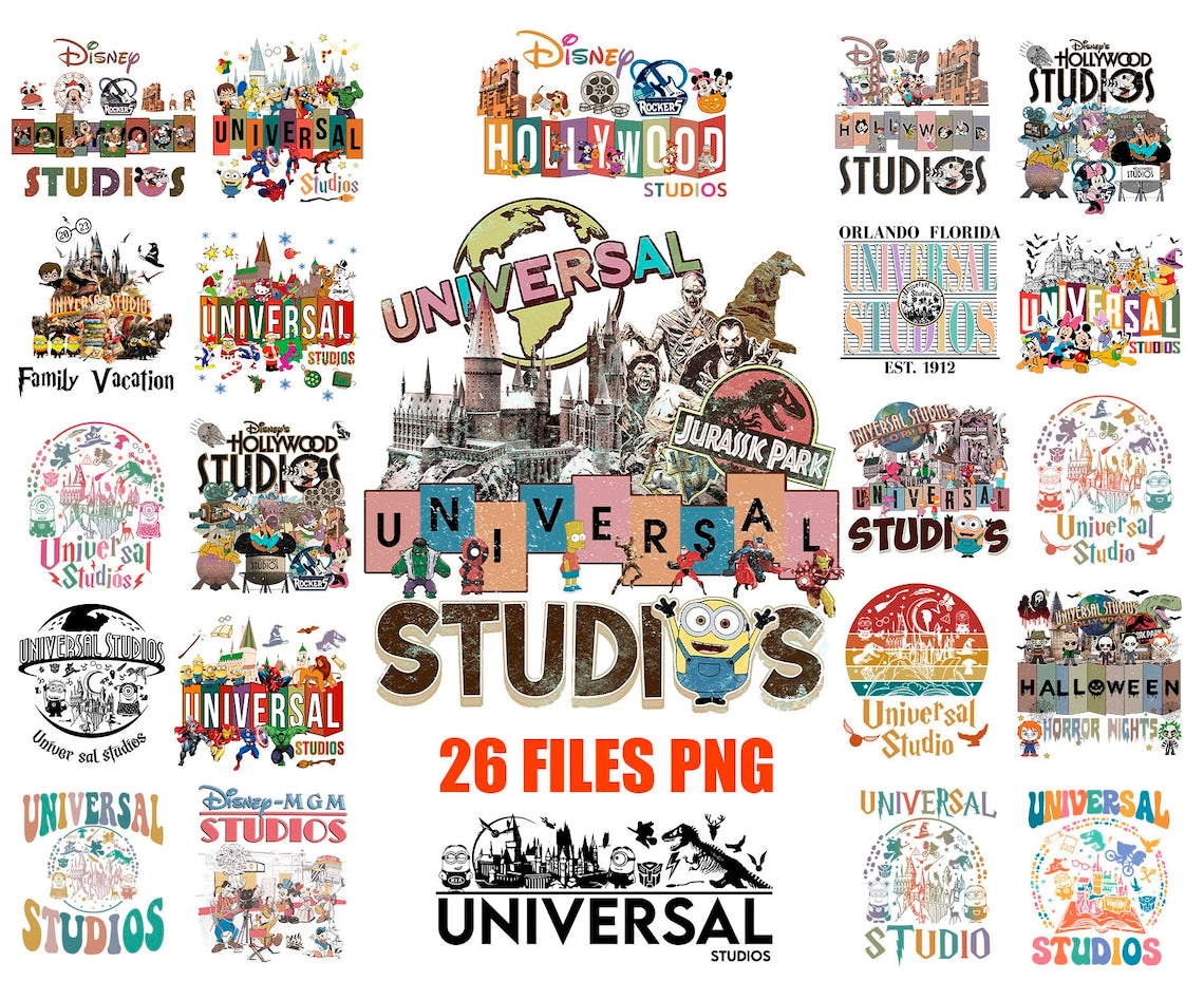 Bundle Universal Studios Png, Magic Kingdom Png, Family Trip Png