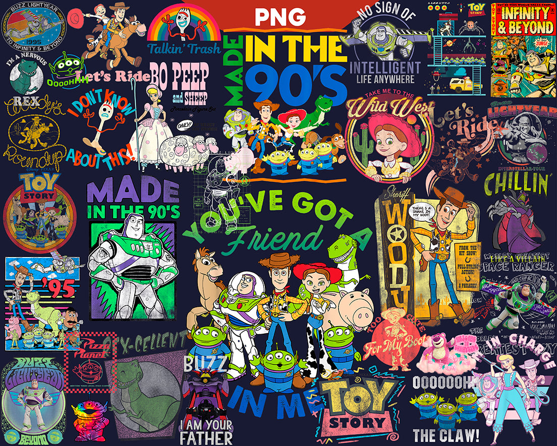 Bundle Vintage Toy Story Png, Woody Png, Buzz Lightyear Png
