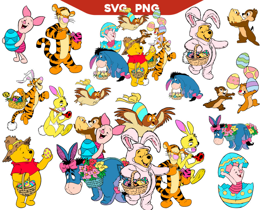 Bundle Wınnıe The Pooh Easter Svg Png, Disney Easter Holiday Svg