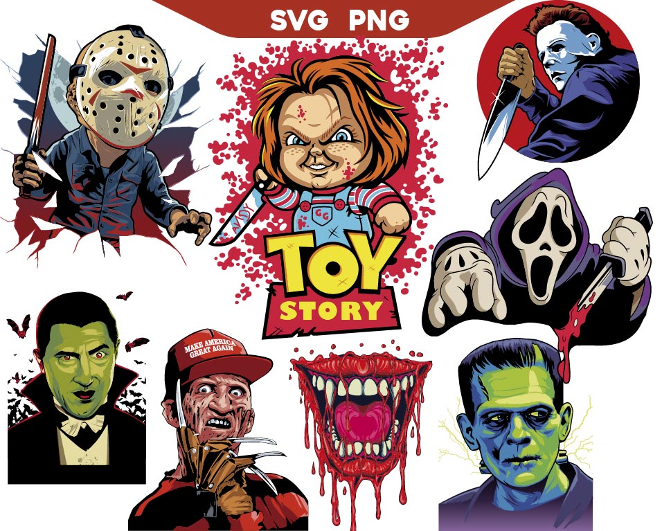 Characters Creepy Movies Svg Png Bundle