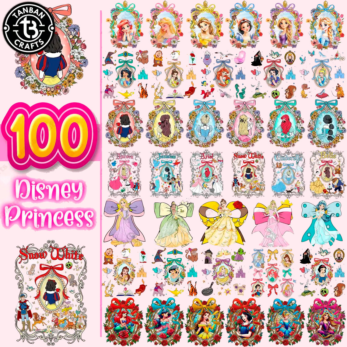 Coquette Mirror Disney Princess Png Bundle, Disney Family Trip Png, Princess Friends Png 1