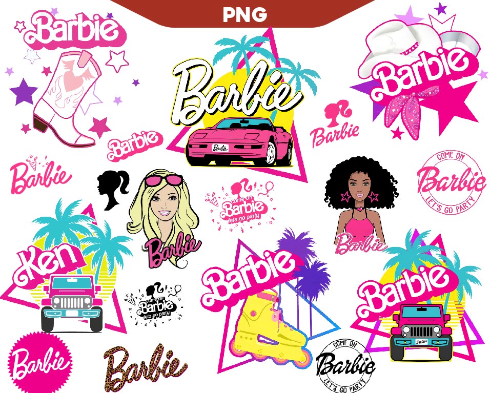 Cowgirl Barbie Png, Barbie Roller Png Bundle