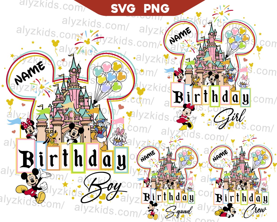 Custom Name Mickey Birthday Svg, Mouse Squad Svg, Crew Png