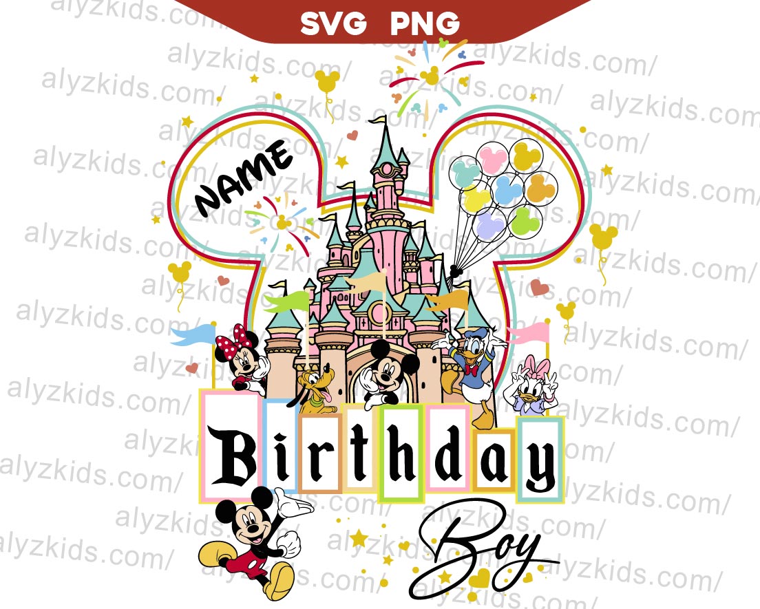 Custom Name Mickey Mouse Birthday Boy Svg Png