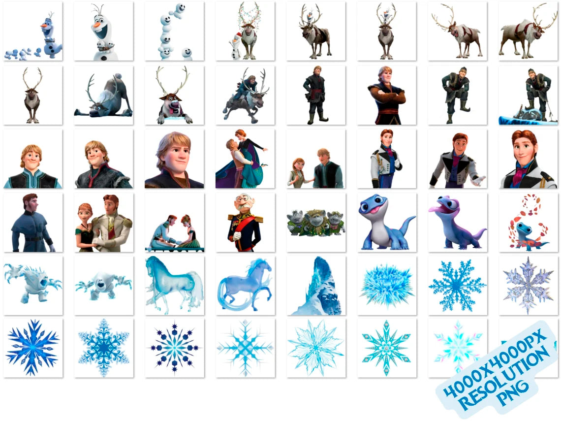 Bundle Disney Frozen PNG, Frozen Png Cliparts for Sublimation