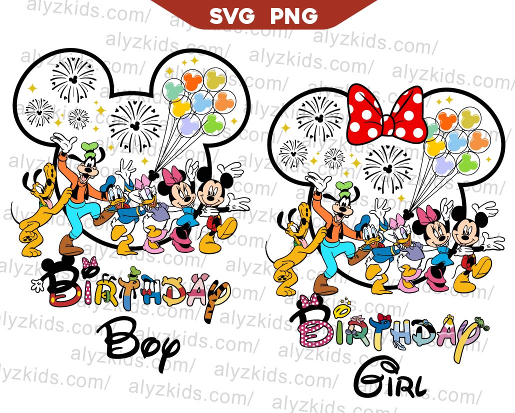 Design Mouse Friends Family Birthday Svg, Minnie Squad Svg