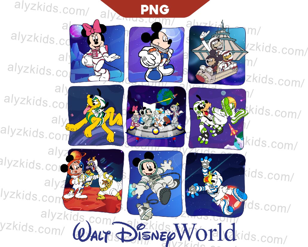 Design Mouse Friends Space Png, Mickey 90's Space Mountain Png