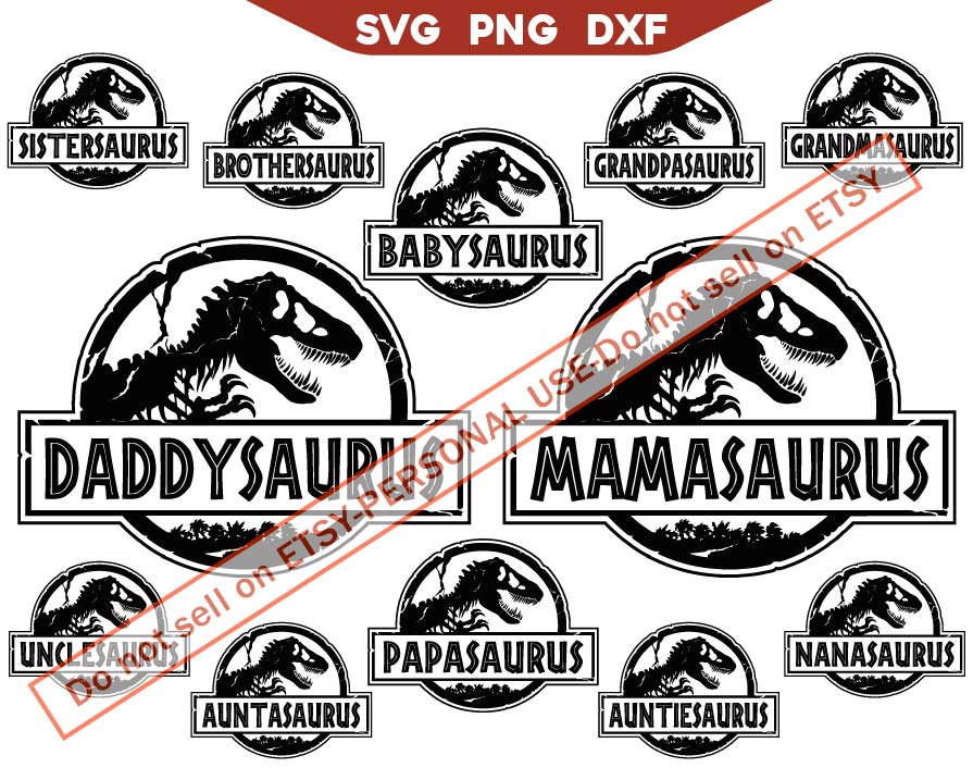 Dino Rex Papasaurus Svg, Mamasaurus Family Svg Bundle