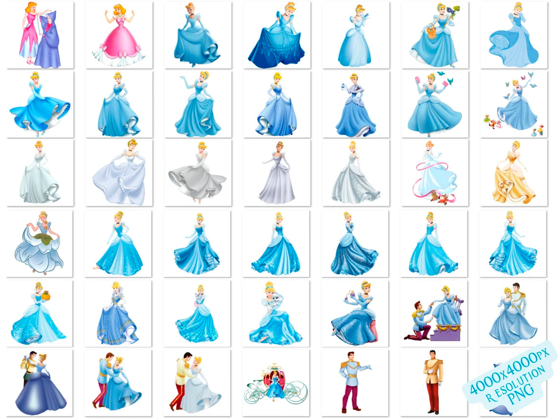 Princess Cinderella PNG Bundle Disney Cinderella Sublimation