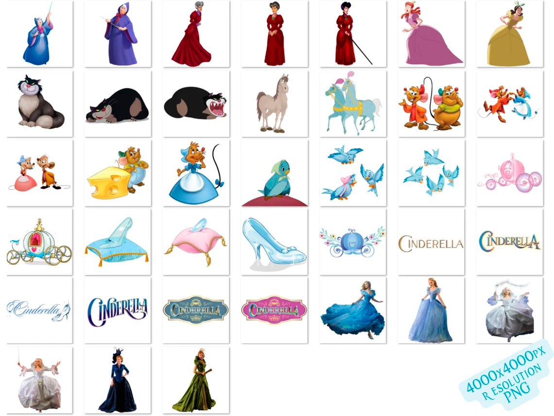 Princess Cinderella PNG Bundle Disney Cinderella Sublimation
