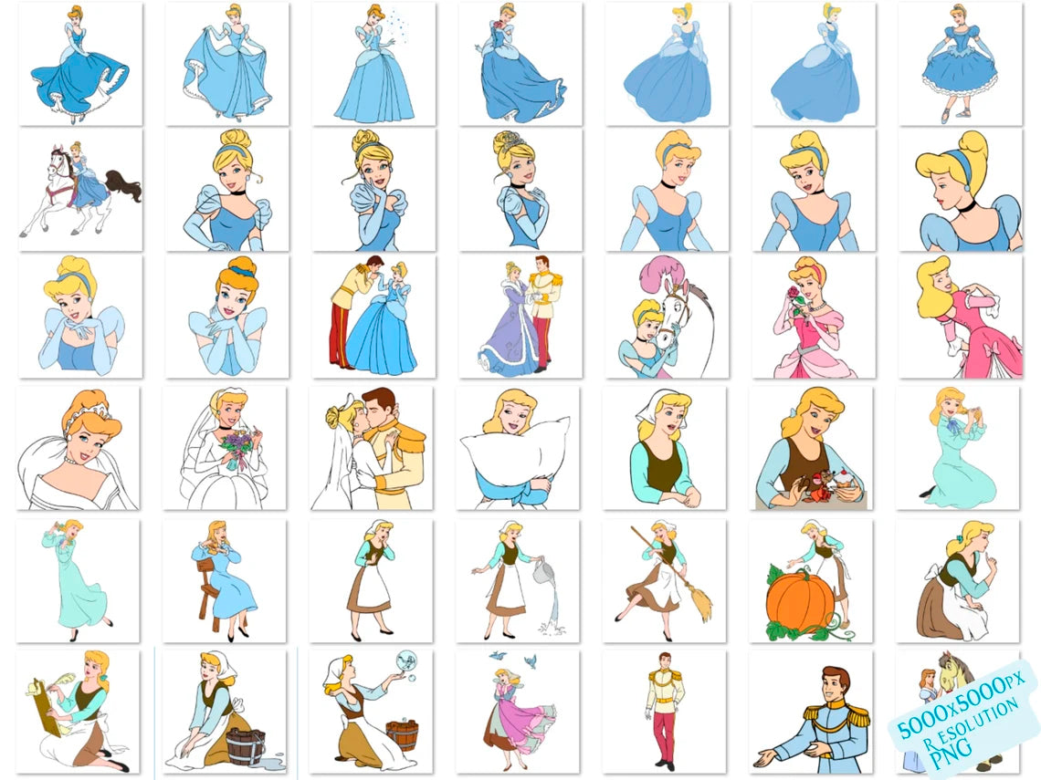Princess Cinderella PNG Bundle Disney Cinderella Sublimation