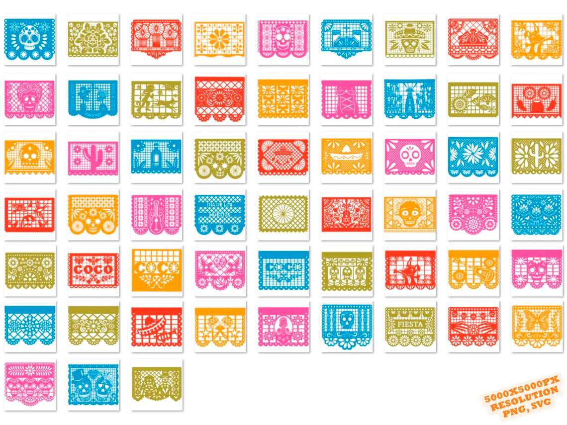Disney Coco Papel Picado Svg Png Bundle, Decorations Papel Picado Png (2)