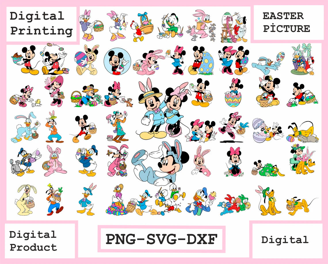 Mickey Friends Easter Png Svg Bundle, Disney Easter Holiday Svg