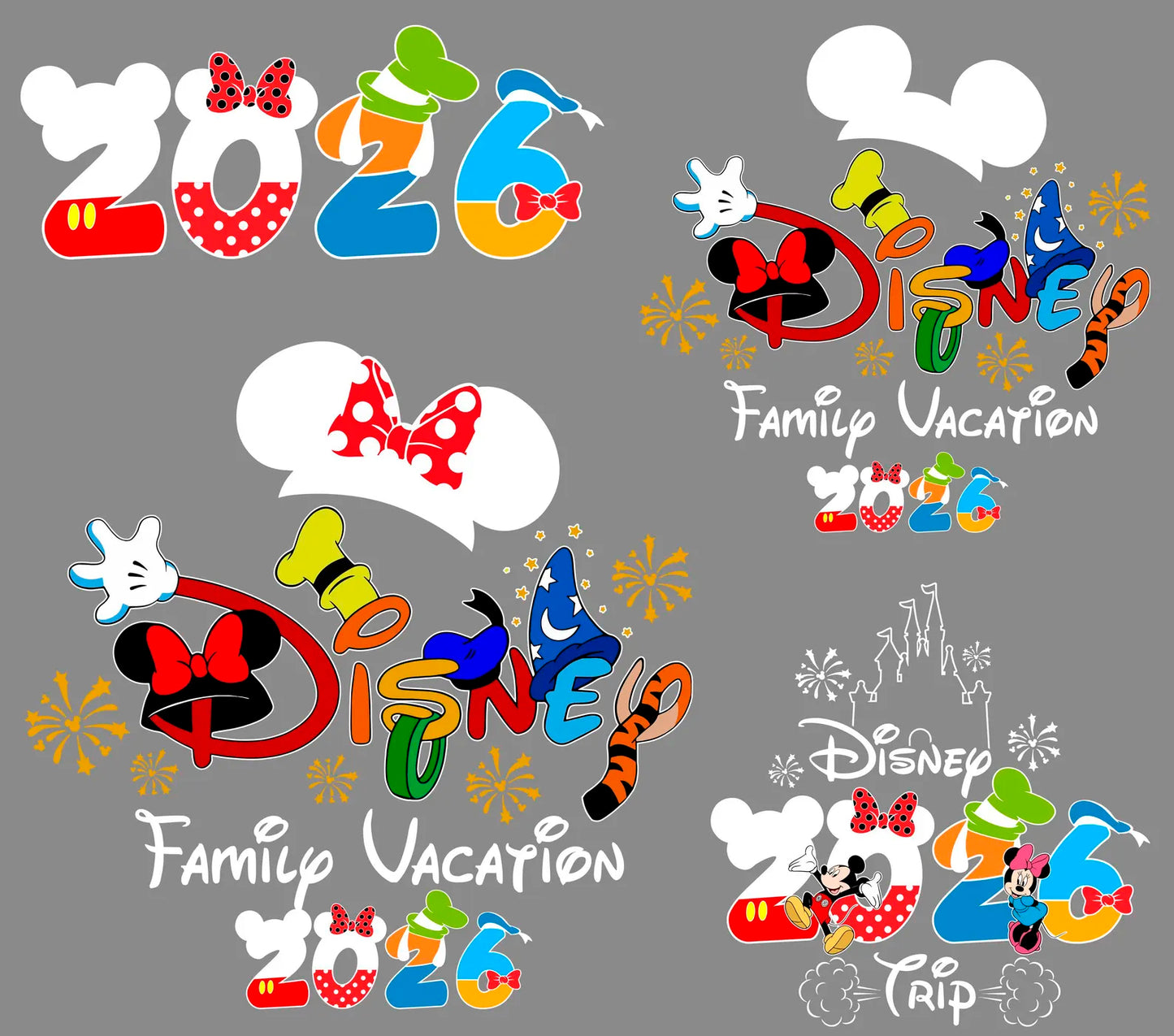 Disney Family Vacation 2026 Png Bundle, Disney Trip 2026 Png