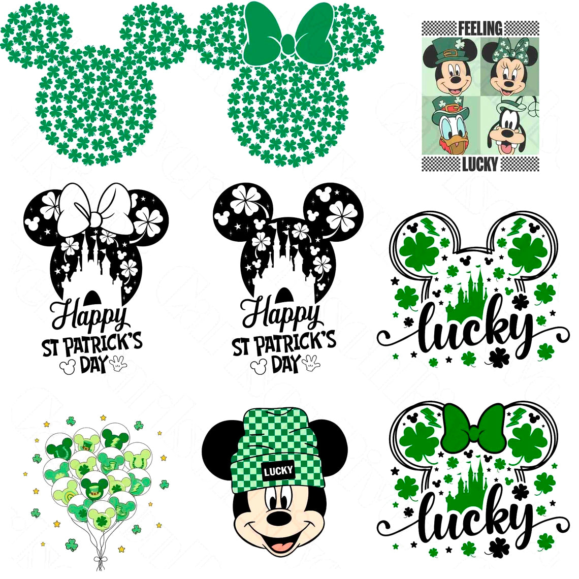 Disney St. Patrick Day Png Bundle, Mickey Friends Patrick Day Png