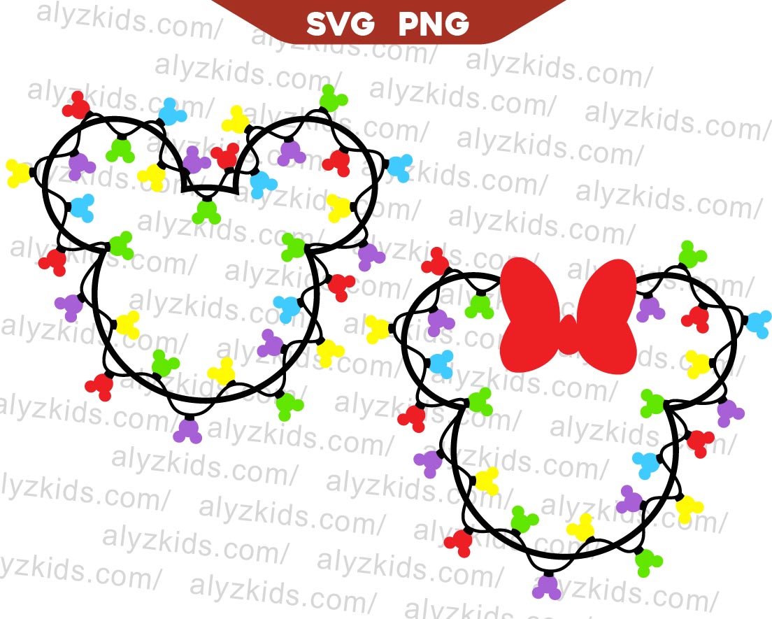 Disney Mouse Christmas Lights Svg, Mickey Christmas Svg Png