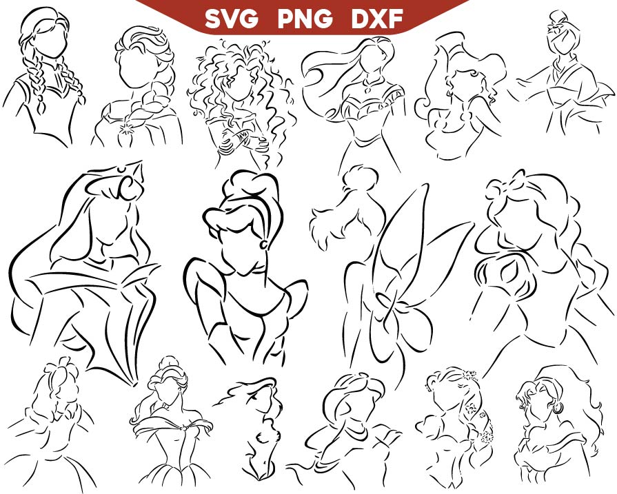 Disney Princess Characters Svg Bundle