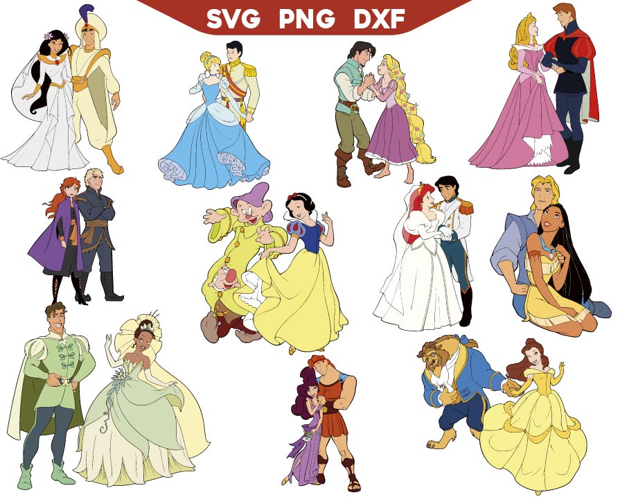 Disney Princess Couples Svg Bundle