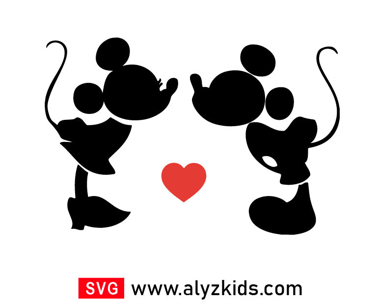 Mickey And Minnie Kiss Svg Free, Disney Love Svg Free