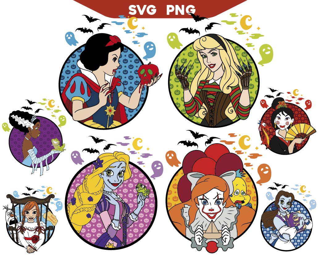 Disneyland Princess Halloween Svg Bundle, Princess Png