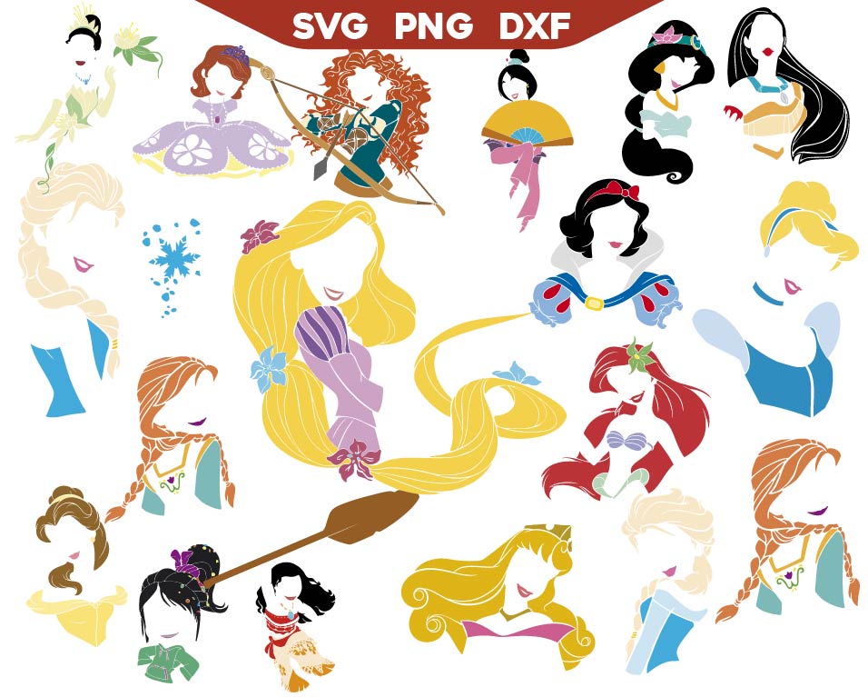 Disneyland Princess Silhouette Svg Png Pack